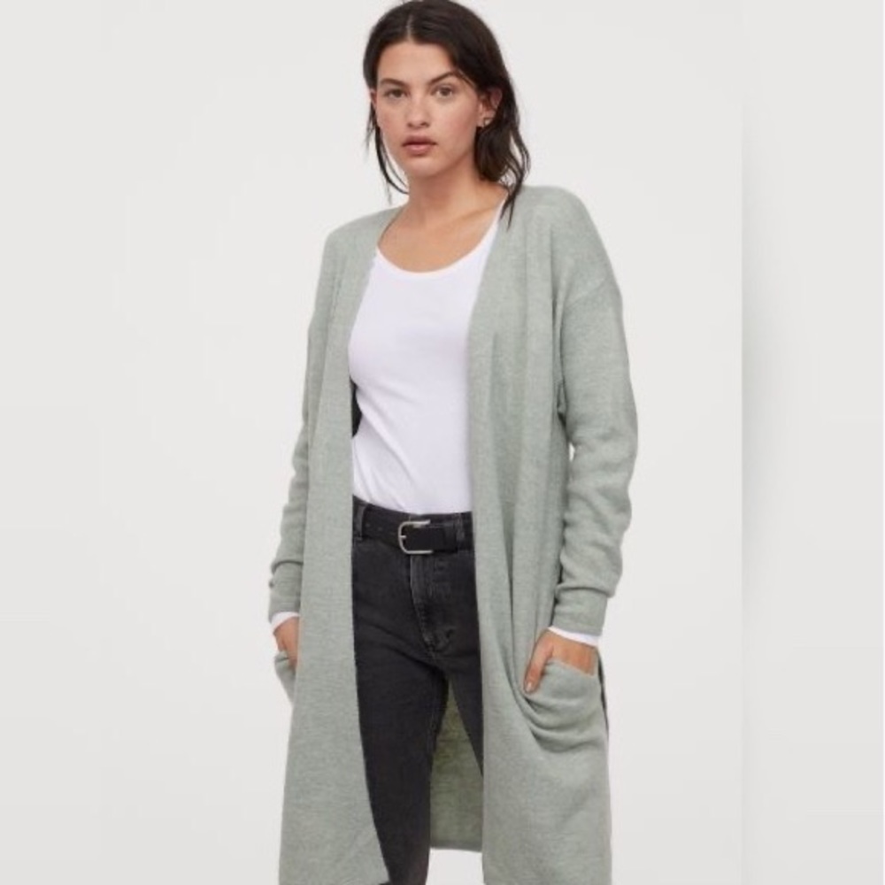 sage cardigan with belt